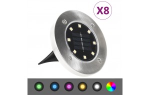 Σποτ Ηλιακά Χωνευτά/Καρφωτά LED 8 τεμ. RGB Χρωματισμός 