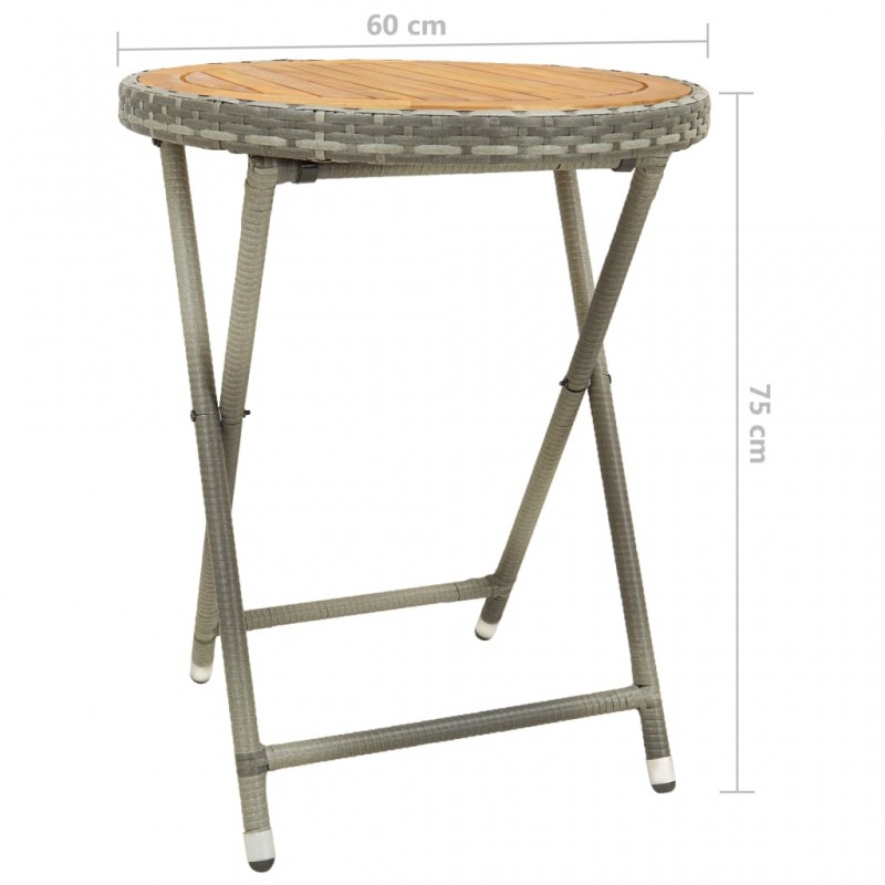 Τραπέζι Βοηθητικό Γκρι 60 εκ. Συνθετικό Ρατάν / Ξύλο Ακακίας