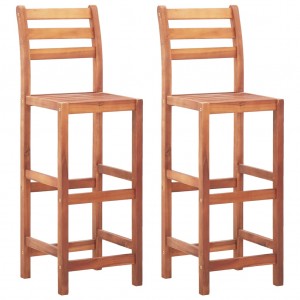 Καρέκλες Μπαρ 2 τεμ. από Μασίφ Ξύλο Ακακίας