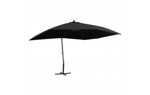 Ομπρέλα κρεμαστή μαύρη με ξύλινο ιστό 400x300 εκ