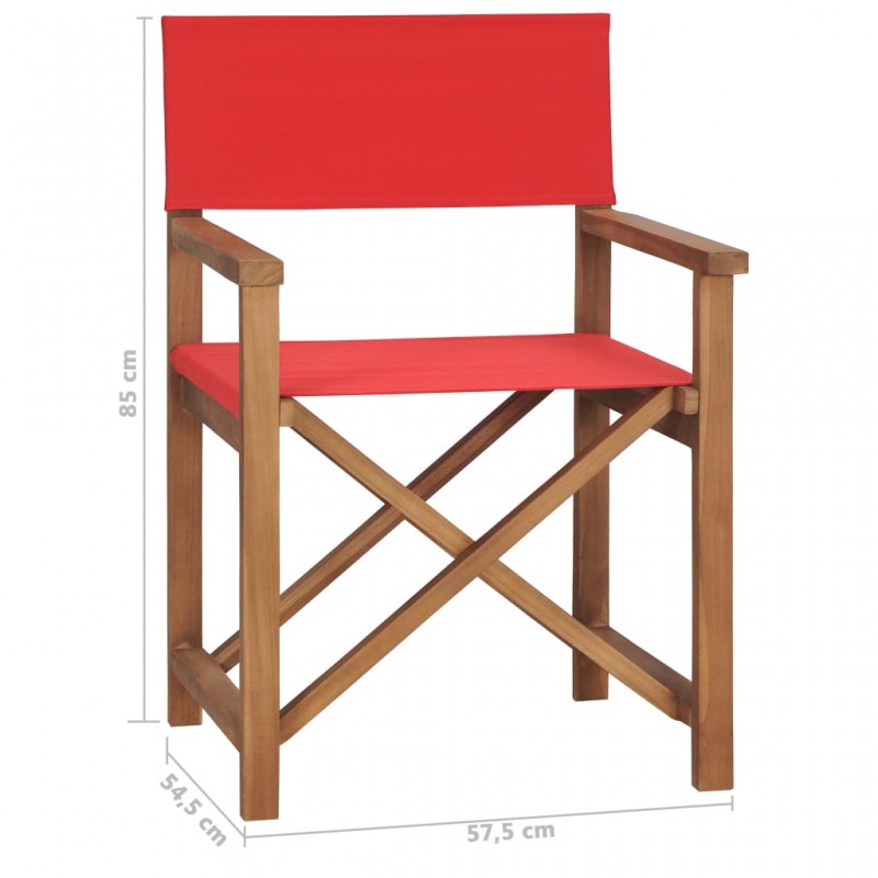 Καρέκλα Σκηνοθέτη Κόκκινη από Μασίφ Ξύλο Teak