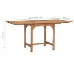 Τραπέζι κήπου επεκτεινόμενο από μασίφ ξύλο teak 110-160x80x75 εκ