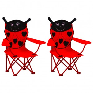 Καρέκλες Παιδικές Κήπου 2 τεμ. Κόκκινες Υφασμάτινες