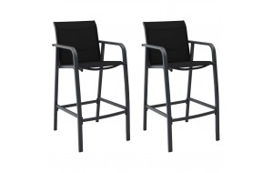 Καρέκλες Μπαρ Κήπου 2 τεμ. Μαύρες από Textilene