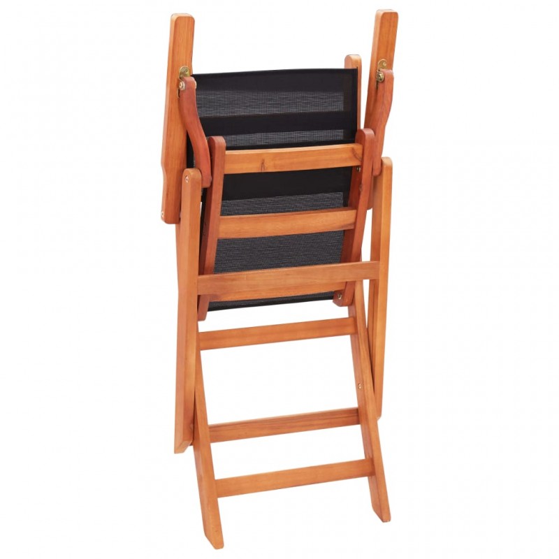 Καρέκλες Κήπου Πτυσσόμ. 2 τεμ. Μαύρες Ξύλο Ευκαλύπτου/Textilene