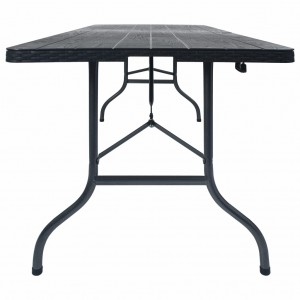 Τραπέζι Κήπου Πτυσσόμ. Μαύρο 180x75x72 εκ. HDPE Απομίμηση Ρατάν