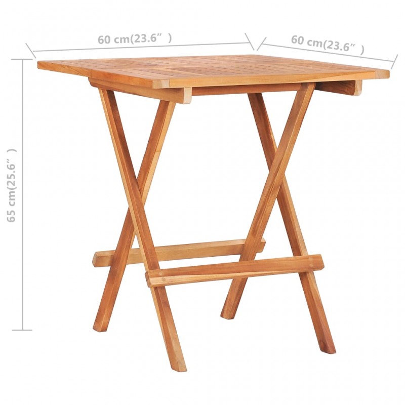 Τραπέζι Bistro Πτυσσόμενο 60 x 60 x 65 εκ. από Μασίφ Ξύλο Teak