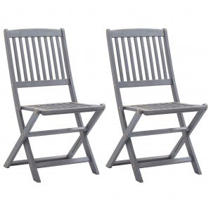  Καρέκλες Εξ. Χώρου Πτυσσόμενες 2 τεμ. Ξύλο Ακακίας & Μαξιλάρια