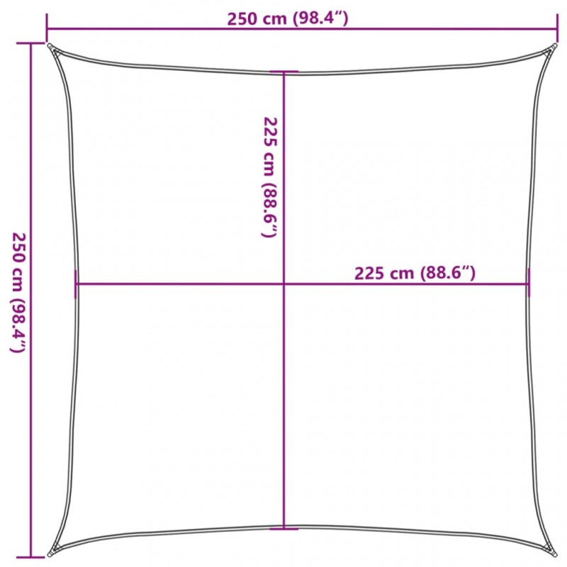 Πανί Σκίασης Μαύρο 2,5 x 2,5 μ. από HDPE 160 γρ./μ²