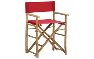  Καρέκλες Σκηνοθέτη Πτυσσόμενες 2 τεμ. Κόκκινες Μπαμπού / Ύφασμα