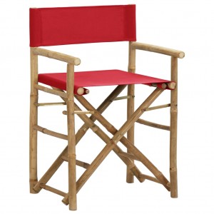  Καρέκλες Σκηνοθέτη Πτυσσόμενες 2 τεμ. Κόκκινες Μπαμπού / Ύφασμα