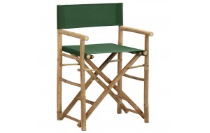  Καρέκλες σκηνοθέτη πτυσσόμενες σετ δύο τεμαχίων από μπαμπού με πράσινο ύφασμα