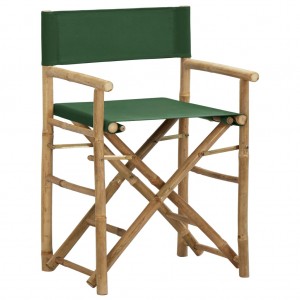  Καρέκλες Σκηνοθέτη Πτυσσόμενες 2 τεμ. Πράσινες Μπαμπού / Ύφασμα