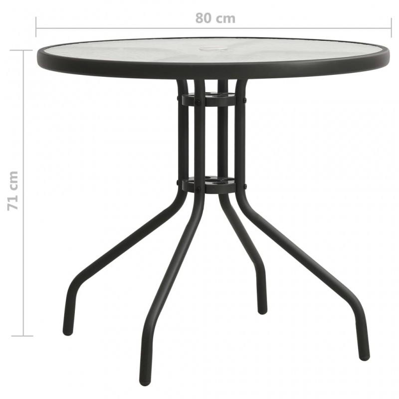 Τραπέζι Bistro Ανθρακί Ø80 x 71 εκ. Ατσάλινο