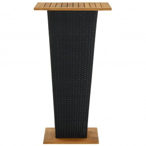  Τραπέζι Μπαρ Μαύρο 60x60x110 εκ. Συνθετικό Ρατάν / Ξύλο Ακακίας