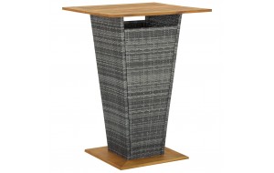  Τραπέζι Μπαρ Μαύρο 80x80x110 εκ. Συνθετικό Ρατάν / Ξύλο Ακακίας