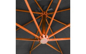 Ομπρέλα κρεμαστή με ιστό ανθρακί από μασίφ ξύλο ελάτης 3,5x2,9 μ