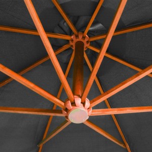  Ομπρέλα Κρεμαστή με Ιστό Ανθρακί 3,5 x 2,9 μ. Μασίφ Ξύλο Ελάτης