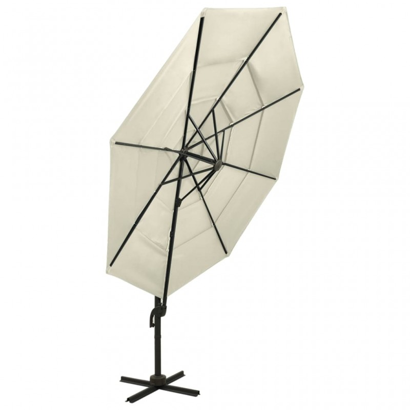 Ομπρέλα 4 επιπέδων σε χρώμα λευκό της άμμου με ιστό αλουμινίου 3x3 μ