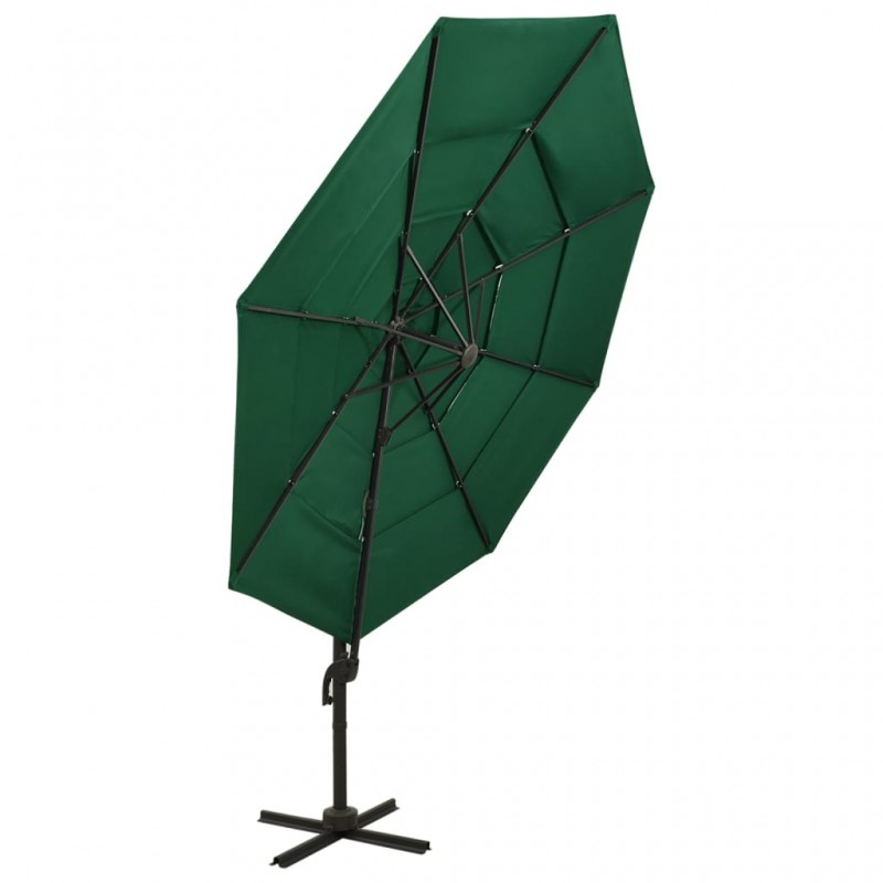 Ομπρέλα 4 επιπέδων πράσινη με ιστό αλουμινίου 3x3 μ