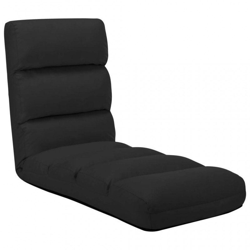 Καρέκλα δαπέδου πτυσσόμενη μαύρη από συνθετικό δέρμα