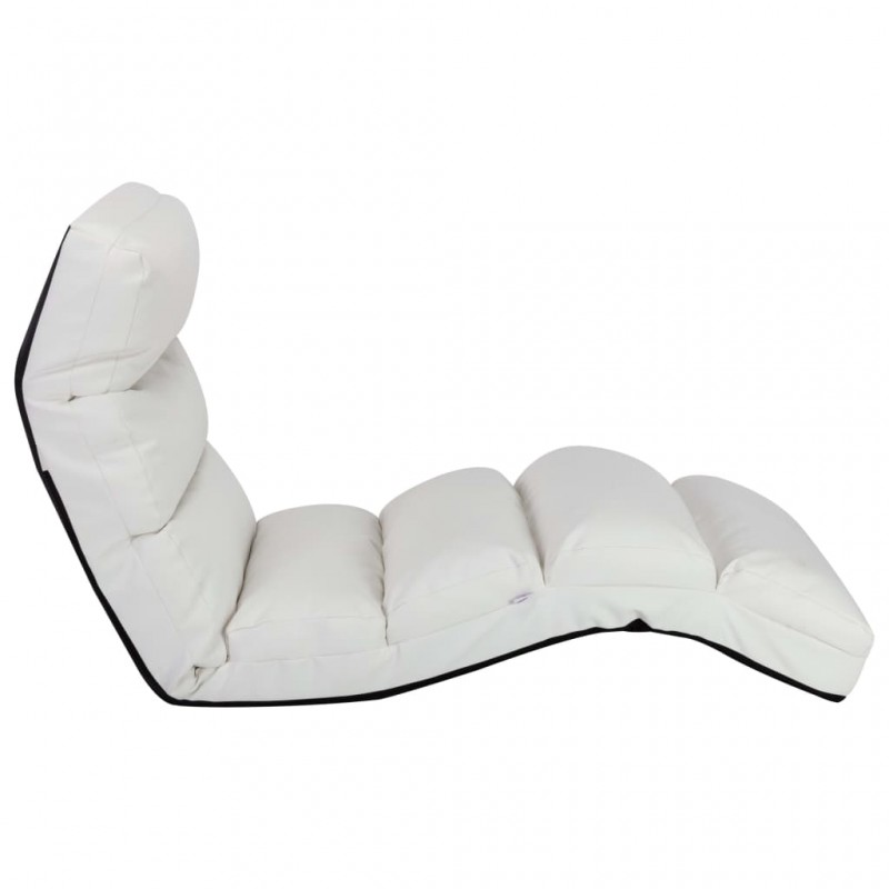 Καρέκλα δαπέδου πτυσσόμενη λευκή από συνθετικό δέρμα