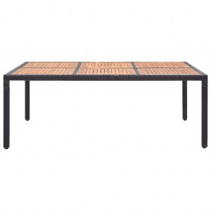 Τραπέζι Κήπου Μαύρο 200x150x74 εκ. Συνθετικό Ρατάν/Ξύλο Ακακίας