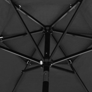  Ομπρέλα 3 Επιπέδων Ανθρακί 2,5 μ. με Ιστό Αλουμινίου 