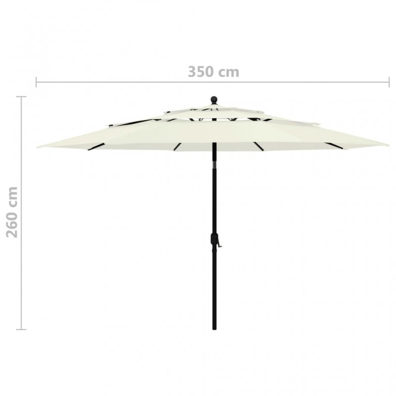 Ομπρέλα 3 Επιπέδων Χρώμα της Άμμου 3,5 μ. με Ιστό Αλουμινίου
