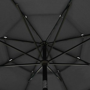  Ομπρέλα 3 Επιπέδων Ανθρακί 3,5 μ. με Ιστό Αλουμινίου
