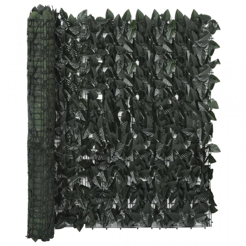 Διαχωριστικό Βεράντας με Φύλλα Σκούρο Πράσινο 600 x 100 εκ.