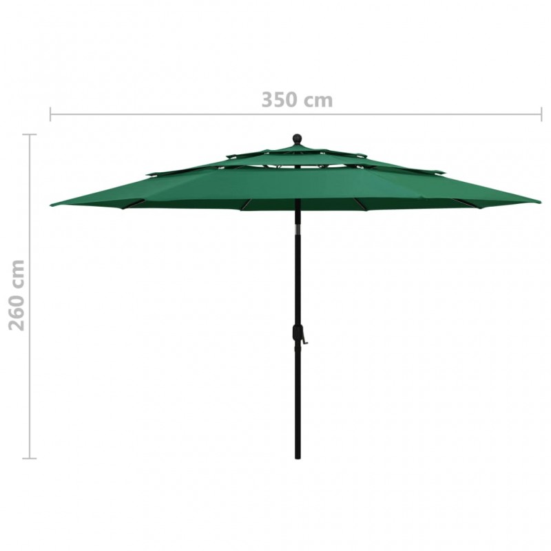 Ομπρέλα 3 Επιπέδων Πράσινη 3,5 μ. με Ιστό Αλουμινίου