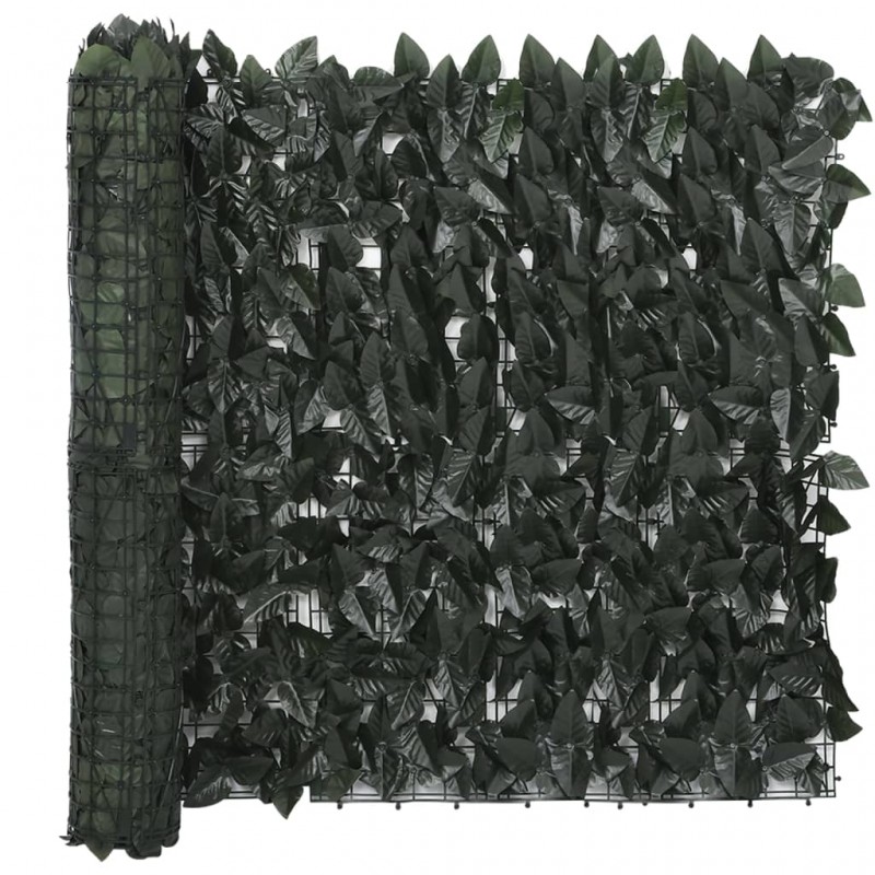 Διαχωριστικό Βεράντας με Φύλλα Σκούρο Πράσινο 600 x 75 εκ.