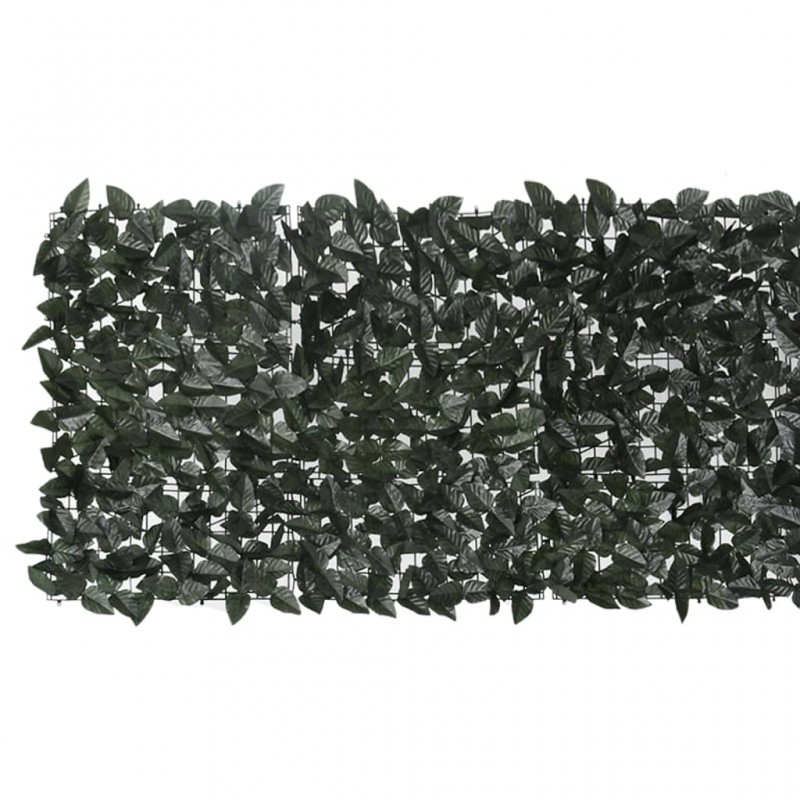 Διαχωριστικό Βεράντας με Φύλλα Σκούρο Πράσινο 600 x 75 εκ.