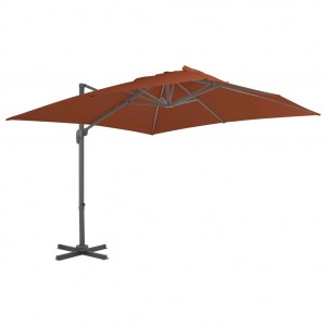 Ομπρέλα κρεμαστή τερακότα με ιστό αλουμινίου 400x300 εκ