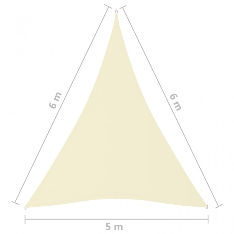Πανί Σκίασης Τρίγωνο Κρεμ 5 x 6 x 6 μ. από Ύφασμα Oxford