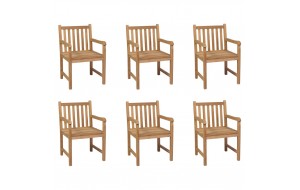 Καρέκλες Εξωτερικού Χώρου 6 τεμ. από Μασίφ Ξύλο Teak