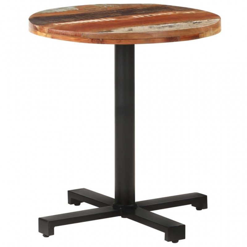 Τραπέζι bistro στρογγυλό μασίφ ανακυκλωμένο ξύλο και σίδερο 70x75 εκ