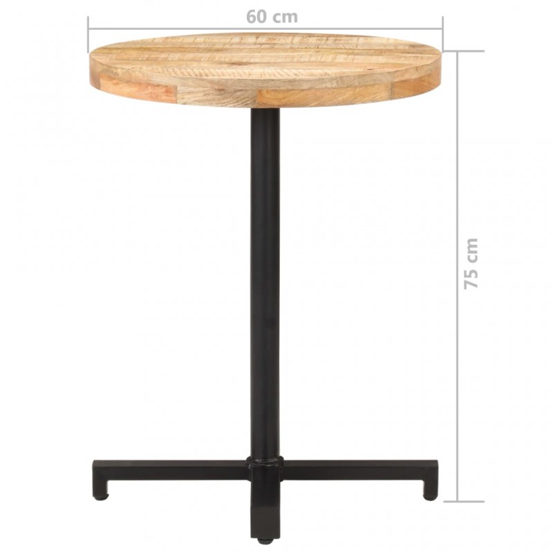 Τραπέζι Bistro Στρογγυλό Ø60 x 75 εκ. Ακατέργαστο Ξύλο Μάνγκο