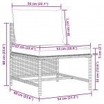 Καναπές Μεσαίος Τμηματικός Μαύρος Συνθετικό Ρατάν με Μαξιλάρι