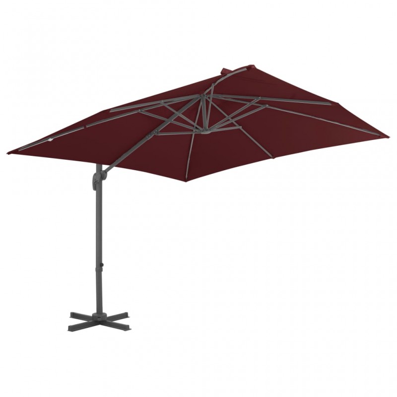 Ομπρέλα κρεμαστή μπορντό με ιστό αλουμινίου 400x300 εκ
