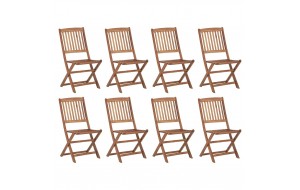 Καρέκλες Εξ. Χώρου Πτυσσόμενες 8 τεμ. Ξύλο Ακακίας & Μαξιλάρια