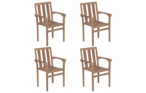 Καρέκλες Κήπου Στοιβαζόμενες 4 τεμ. από Μασίφ Ξύλο Teak