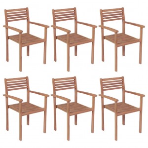 Καρέκλες Κήπου Στοιβαζόμενες 6 τεμ. από Μασίφ Ξύλο Teak