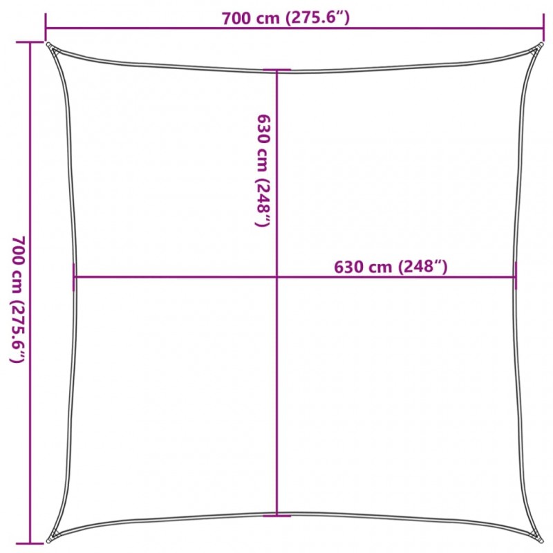 Πανί Σκίασης Μαύρο 7 x 7 μ. από HDPE 160 γρ./μ²