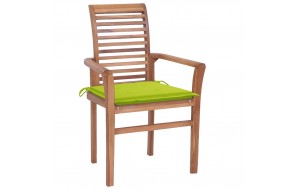 Καρέκλες Τραπεζαρίας 4 τεμ. Ξύλο Teak Φωτεινά Πράσινα Μαξιλάρια