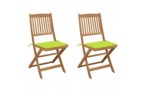 Καρέκλες Κήπου Πτυσσόμενες 2 τεμ Μασίφ Ξύλο Ακακίας & Μαξιλάρια