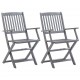 Καρέκλες Εξωτ. Χώρου Πτυσσόμενες 2 τεμ Ξύλο Ακακίας & Μαξιλάρια