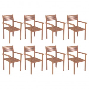 Καρέκλες Κήπου Στοιβαζόμενες 8 τεμ. από Μασίφ Ξύλο Teak