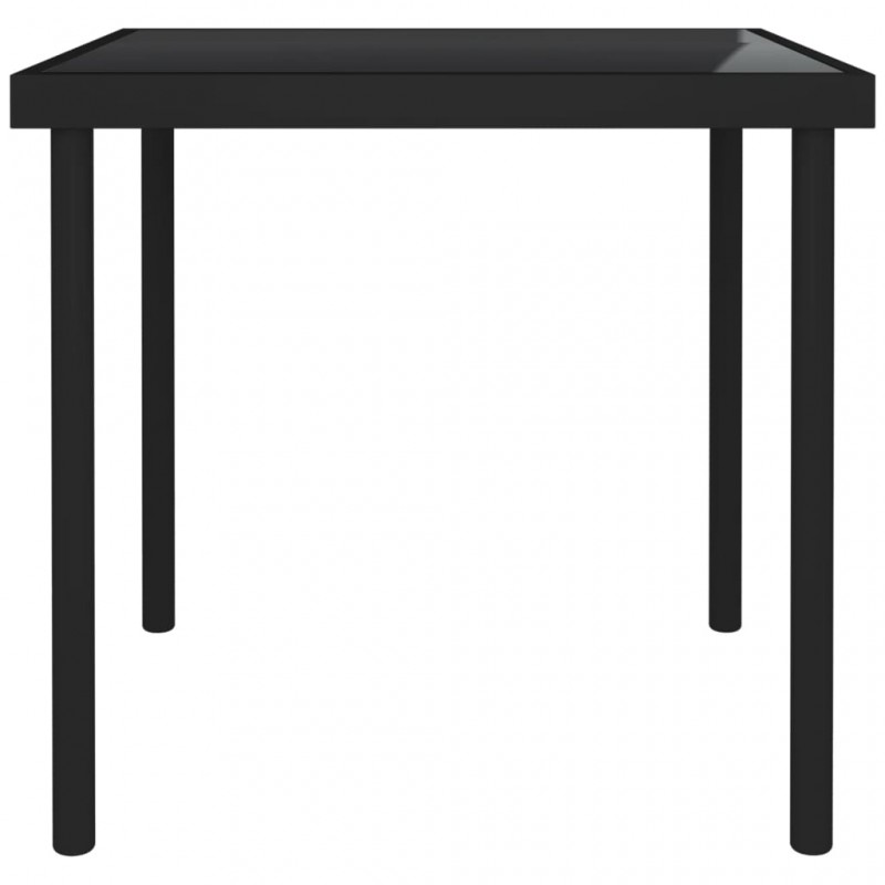 Τραπέζι Εξωτερικού Χώρου Μαύρο 80x80x72 εκ. Γυαλί / Ατσάλι